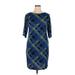 Leota Casual Dress - Sheath: Blue Plaid Dresses - Women's Size 16