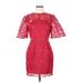 Finders Casual Dress - Party Crew Neck Short sleeves: Red Solid Dresses - New - Women's Size Medium