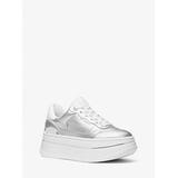 Michael Kors Hayes Metallic Leather Platform Sneaker Silver 8.5