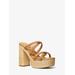 Michael Kors Corrine Leather and Straw Platform Sandal Grey 7