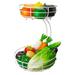 Prep & Savour 2 Tier Metal Fruit Basket Bowl Holder w/ Banana Tree, Detachable Fruit Organizerfor Kitchen Counter In Bronze in White | Wayfair