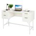 Ebern Designs Coggin 48" W Rectangle Computer Desk Wood/Metal in Brown/Gray/White | 30 H x 48 W x 19 D in | Wayfair