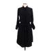 Old Navy Casual Dress - Shirtdress High Neck 3/4 sleeves: Black Solid Dresses - Women's Size Medium