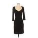 White House Black Market Cocktail Dress - Sheath V-Neck 3/4 sleeves: Black Solid Dresses - Women's Size 4