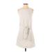 Banana Republic Factory Store Casual Dress - Mini Crew Neck Sleeveless: Ivory Print Dresses - Women's Size 0