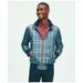 Brooks Brothers Men's Madras Print Bomber Jacket | Green | Size Medium