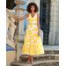 Boston Proper - Exploded Metallic Floral Jacquard Organza Tiered Ankle Length Dress Yellow - 18