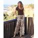 Boston Proper - Brown/Off White - Malibu Chocolate Zebra Drawstring Wide Leg Pant - XXS