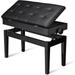 Adjustable Duet Piano Bench PU Leather Padded Wooden Keyboard Stool Storage For Music Books Black