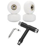52mm 95A Skateboard Wheels with Silver Bearing Street Wheels with Skate Tool White 4 Pack