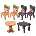 6 Pcs Resin Table and Chair Ornaments Toy Mini House Decoration Simulation Miniature Furniture Toys DIY Supplies Child