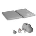 Bath Kneeler Pad Mat - Foldable Child Bath Tub Mat - Bath Spout Cover Gray Hippo - Kids Bathroom Accessories - Free Bathtub Toys