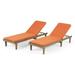 Christopher Knight Home Nadine Outdoor Modern Cushioned Acacia Chaise Lounges (Set of 2) by Gray Finish + Rust Orange Cushion