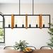 1053322 6-Light Industrial Linear Cage Pendant Lights Kitchen Island Lantern Cage Farmhouse Chandelier Rustic Wood