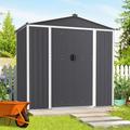4x6 FT Outdoor Metal Storage Shed with Double Sloping Roof Grey