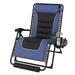 Oversized Zero Gravity Chair 29In Reclining Camping Chair w/Build-in Cushion Outdoor Lounge Chairs Patio Recliner Blue