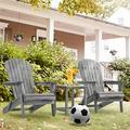 Set of 2 Garden Outdoor Solid Wood Folding Adirondack Chair Grey