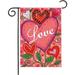 HGUAN Happy Valentines Day Garden Flag 18 Double Sided Burlap Yard Lawn Outside Decoration Valentine Love Hearts Tree with Flowers Small Flags Outdoor Yard Flags for Garden Decor (Love)