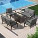 Kullavik Aluminum Outdoor Patio Furniture with Curved Armrests & Firepit Table 6 seatA w/Firepit - Grey