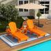 Polytrends Laguna All Weather Poly Pool Outdoor Chaise Lounge Set - with Square Side Table (3-Piece) Orange