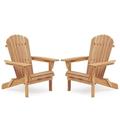 Wooden Outdoor Folding Adirondack Chair Set of 2 Wood Lounge Patio Chair for Garden Garden Lawn Backyard Deck Pool Side Fire Pit Half Assembled