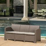 Noble House Tresor Paul Water Resistant Wicker Outdoor Sofa - Beige/Brown home furniture sofa furniture living room sets