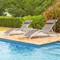 YJTONWIN Set of 3 Pool Lounge Chairs Outdoor Chaise Lounge Chairs Khaki