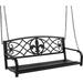 KUF 2-Person Metal Outdoor Porch Swing Hanging Steel Patio Bench for Garden Deck Yard w/ Weather-Resistant Steel 485lb Weight Capacity - Black