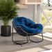 CASEMIOL Patio Outdoor Rocking Chair with Padded Cushion Patio Oversized Wicker Rattan Egg Rocking Recliner Chair Cushioned Rocking Chair for Porch Lawn Poolside Balcony Yard Garden Bistro Blue