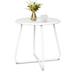 Fionafurn Round Metal Side Table End Table Small Patio Coffee Table for Porch Yard Balcony Garden White