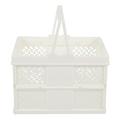 Picnic Basket Garbage Can Desktop Organizer Desktop Makeup Holder Wicker Storage Bins Portable Storage Basket Fold Cosmetic White Plastic