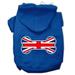 Bone Shaped United Kingdom (Union Jack) Flag Screen Print Pet Hoodies Blue Size Med