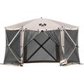 MCombo Exacme Portable Gazebo Pop up Tent for Camping Outdoor Four Sides Pop-up Clam Screen Tent with Canopy Shelter 1024-6PC Light Brown