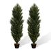 Poetree 2 Pack 5 ft Cedar Plants Outdoor Artificial Topiary Fake Tree UV Resistant Potted Tree for Porch Decor Faux Pine Tree