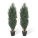 Poetree 2 Pack 3 ft Cedar Plants Outdoor Artificial Topiary Fake Tree UV Resistant Potted Tree for Porch Decor Faux Pine Tree