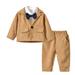 QIANGONG Boys Outfit Sets Solid Boys Outfit Sets Turndown Neckline Long Sleeve Boys Outfit Sets Brown 2-3 Years