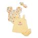 Winnie the Pooh Baby Girl Sundress Romper and Diaper Cover Outfit Set with Headband Sizes 0/3M-24M