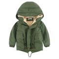 QUYUON Baby Coat Sale Long Sleeve Parka Thickened Jackets for Toddlers Girls Boys Fleece Hooded Jackets Kids Zip Up Outerwear Coat Toddler Kids Jacket Sweatshirt Army Green 7T-8T