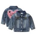 Esaierr Newborn Girls Fall Denim Jacket for Kids Sequins Love Letters Jeans Jacket Baby Soft Stretch Cowboy Outwear 9M-6Y