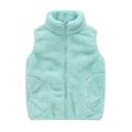 QUYUON Toddler Zip-Up Hoodie Sweatshirt Deals Sleeveless Fleece Jacket Toddler Baby Boys Girls Solid Color Plush Cute Winter Thick Casual Keep Warm Singlet Coat Jacket Mint Green 2T-3T