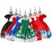 Esaierr Girls Christmas Princess Dresses for Toddler Kids Boat Neck Printed Performance Dresses Party Dress Formal Dance Gown for 3-13 Years Old