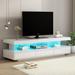 Modern LED TV Stand for 70 inch TV with Shelves and Storage Drawers Entertainment Center, White Tabletop High Glossy for Room