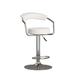 White colour Stool with adjustable height and upholstered, Stainless steel base. Set of 2