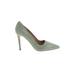 L.K. Bennett Heels: Slip On Stilleto Cocktail Green Solid Shoes - Women's Size 40 - Pointed Toe