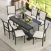 Elegant 7-Piece Modern Dining Table Set, American Retro Dining Table Set with Ergonomically Designed Chair