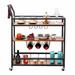 Costa Bar Cart For Home With 3 Tier Storage Shelves, Kitchen Cart Brown and Black Finished, Lockable Caster