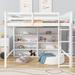 Loft Bed with 8 Open Storage Shelves and Built-in Ladder
