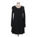 Max Studio Casual Dress - Mini Scoop Neck Long sleeves: Black Print Dresses - Women's Size Large