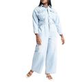 Plus Size Women's Denim Jumpsuit by ELOQUII in Light Wash (Size 24)