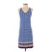 Skies Are Blue Casual Dress - Shift: Blue Print Dresses - Women's Size X-Small